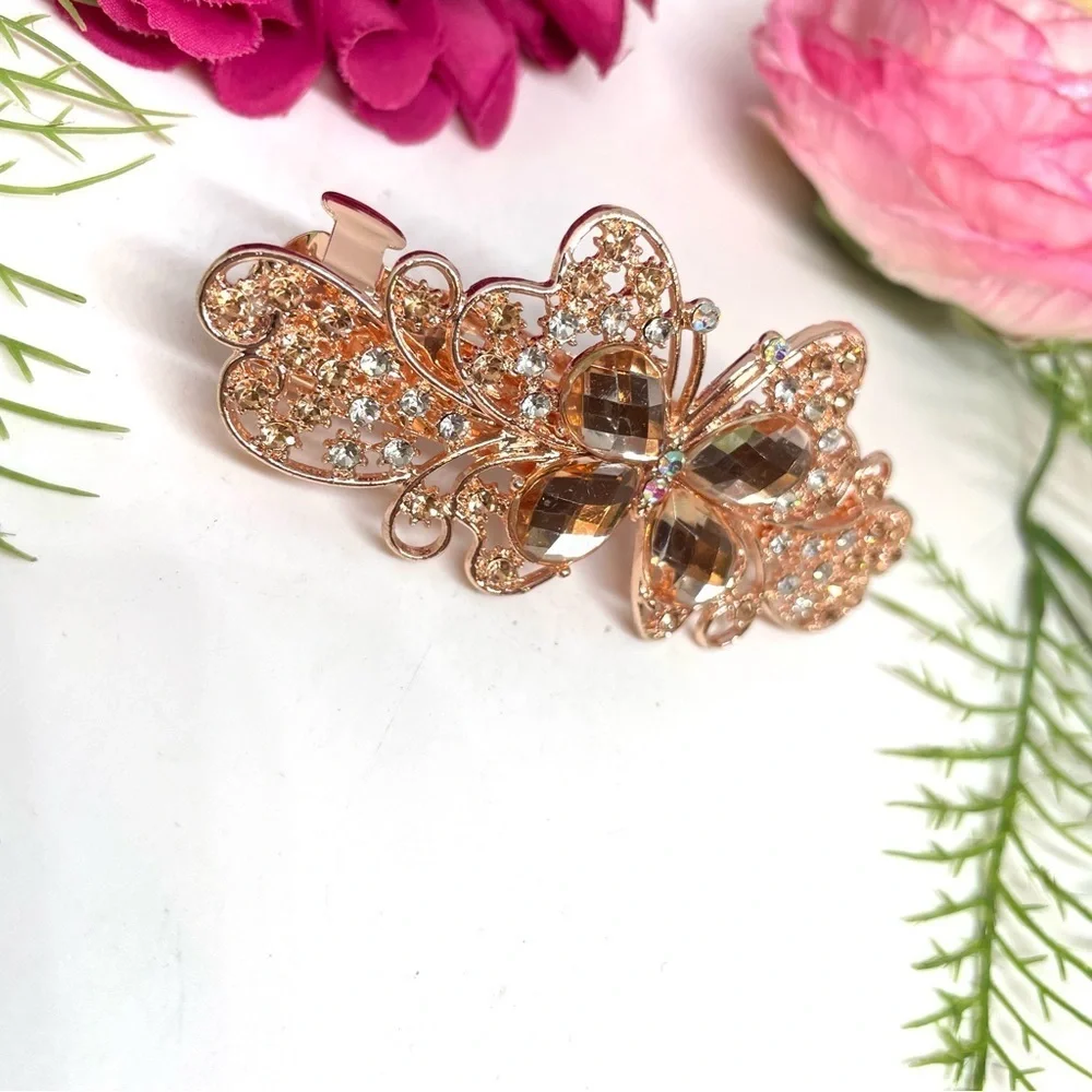 NEW⚜️Butterfly Gold Crystal Embellished Hair Clip
